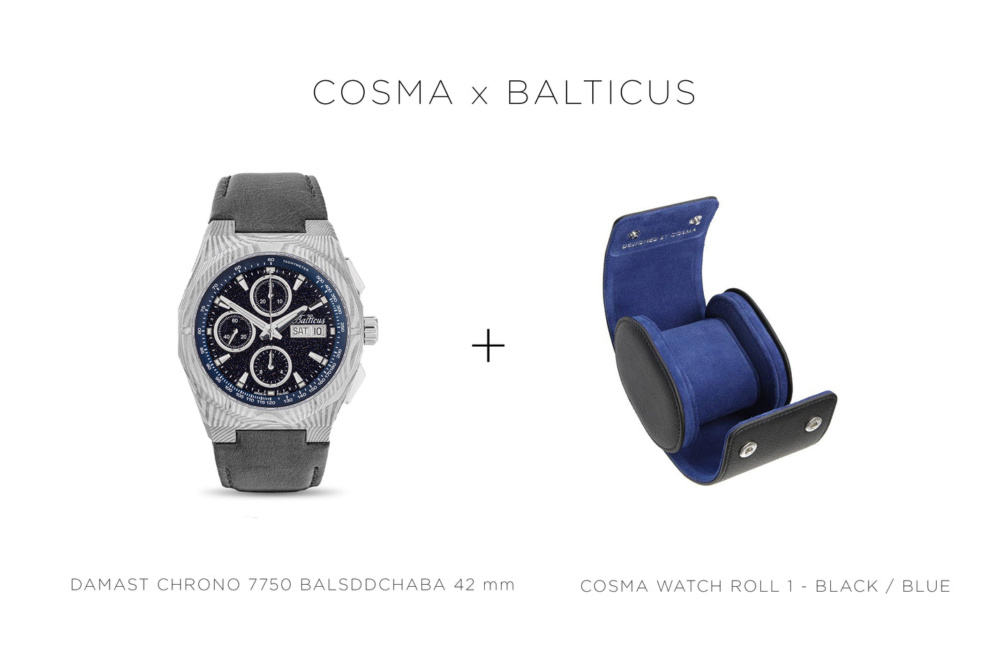 Balticus StarDust DAMAST CHRONO 7750 BALSDDCHABA 42 mm, blue aventurine + Cosma Watch Roll 1