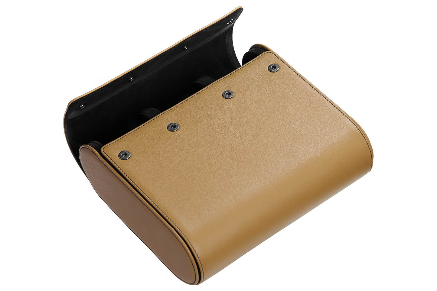Leather Watch Case for 6 watches - Light Brown / Black
