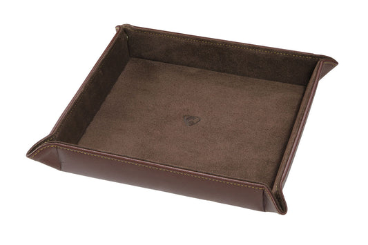 Leather Valet Tray size L - Saffiano Dark Brown / Chocolate