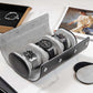 Leather Watch Roll for 3 watches - Saffiano Black / Light Gray
