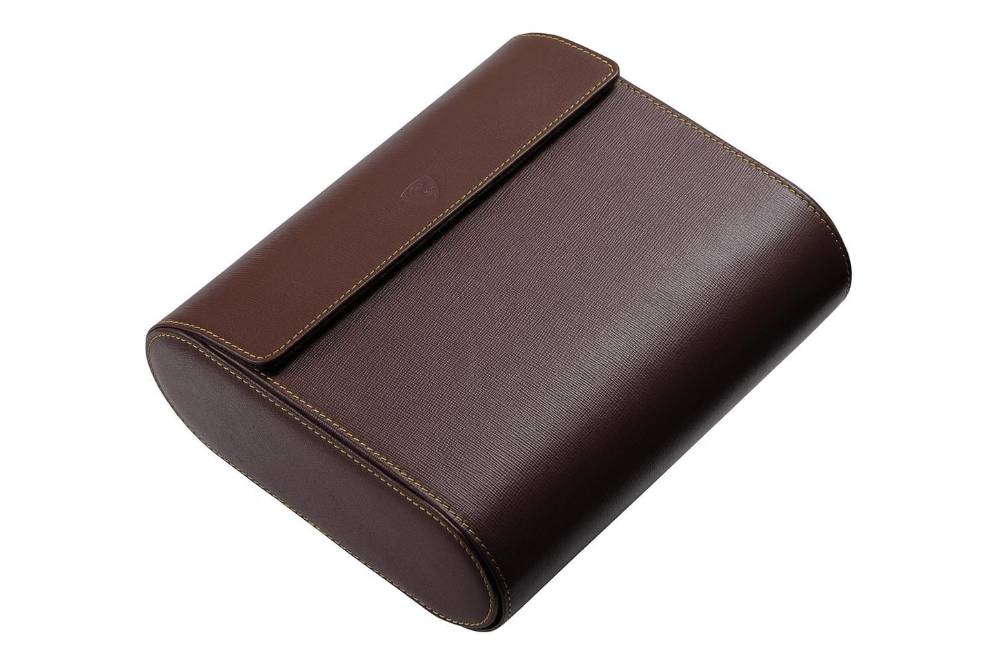 Leather Watch Case for 6 watches - Saffiano Dark Brown / Chocolate