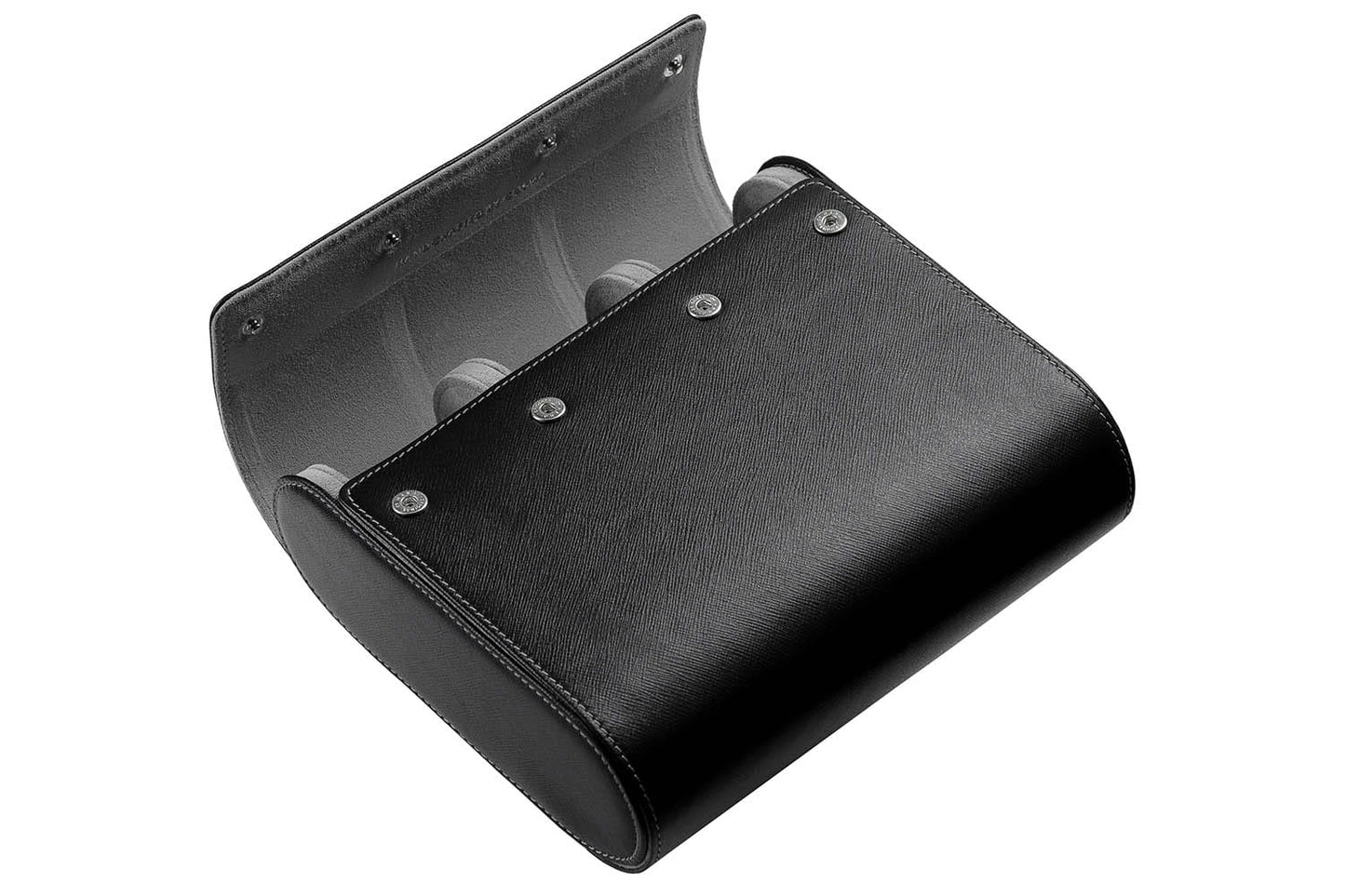 Leather Watch Case for 6 watches - Saffiano Black / Light Gray
