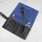 Leather Watch Pouch for 3 watches - Black / Royal Blue
