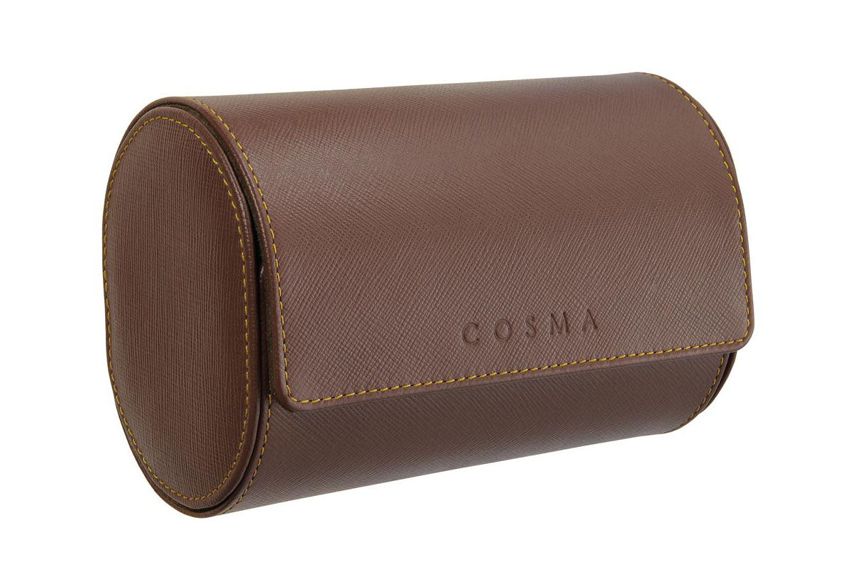 Leather Watch Roll for 2 watches - Saffiano Dark Brown / Chocolate