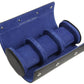 Leather Watch Roll for 3 watches - Black / Royal Blue